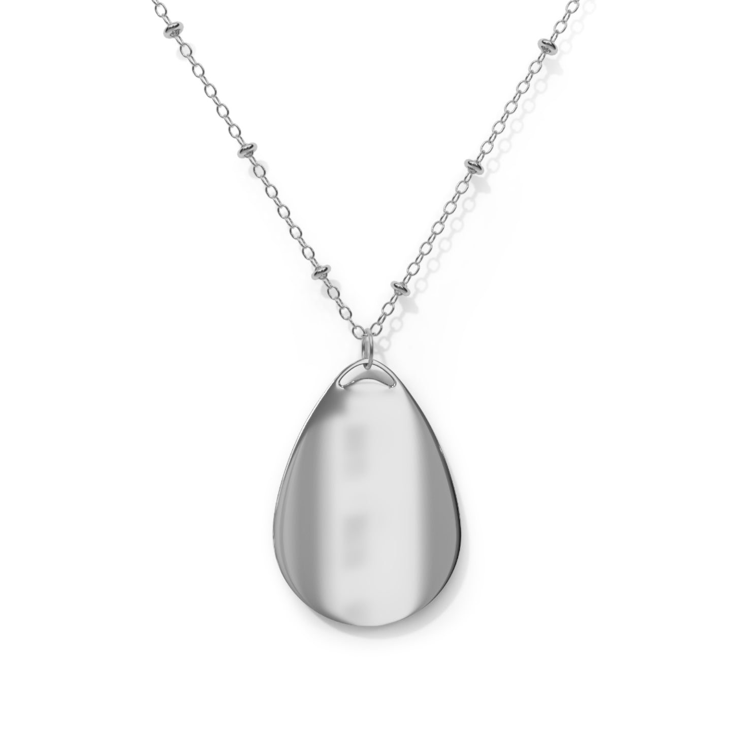 Rose Oval Taweez Necklace - Elegant Silver Teardrop Pendant